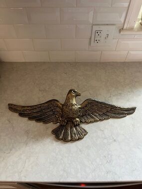 Vintage Brass Metal 24” American Bald Eagle Patriotic Wall Hanging Decor Emblem